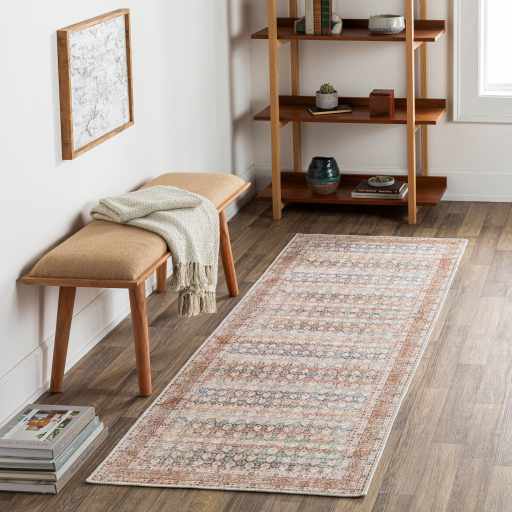 Rust Maligaya Distressed Washable Area Rug - Clearance