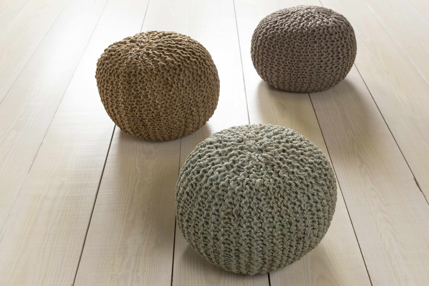 Merrittstown Knitted Jute Pouf