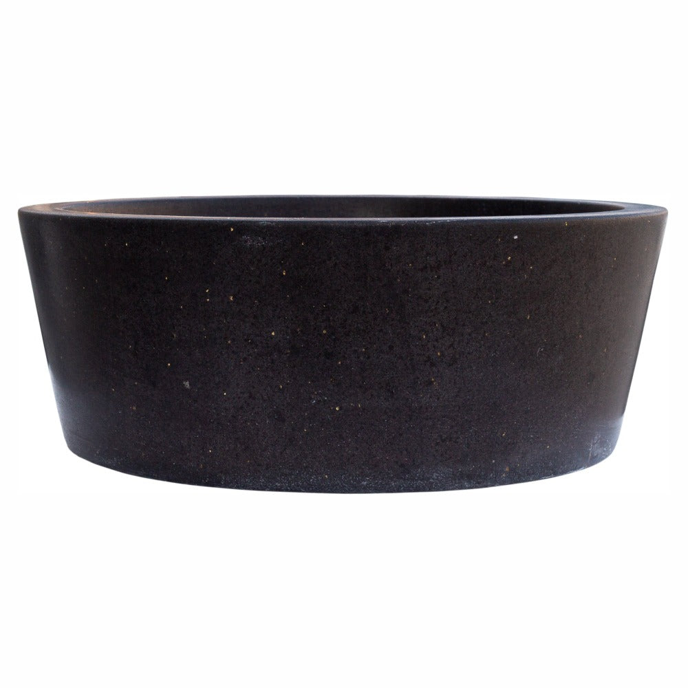 Natural Stone Black Andesite Tapered Sink Honed-Matte  (D)16" (H)6"