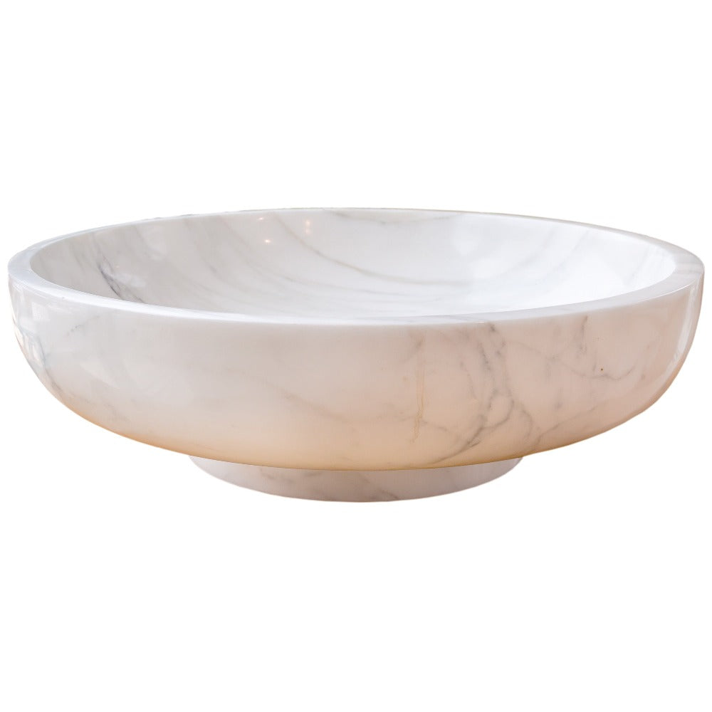 Natural Stone Calacatta White Marble Vessel Sink Bowl Polished (D)19" (H)6"