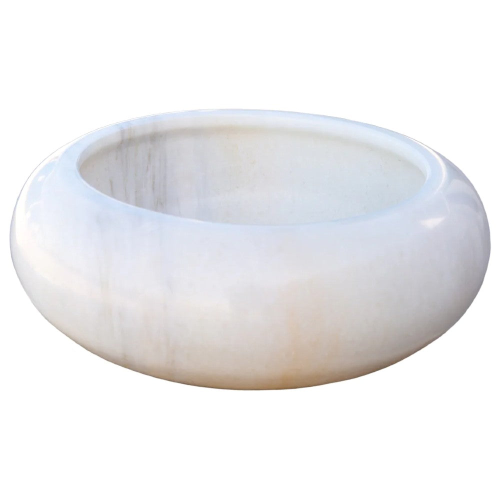 Carrara White Marble Natural Stone Vessel Sink (D)15.5" (H)6"