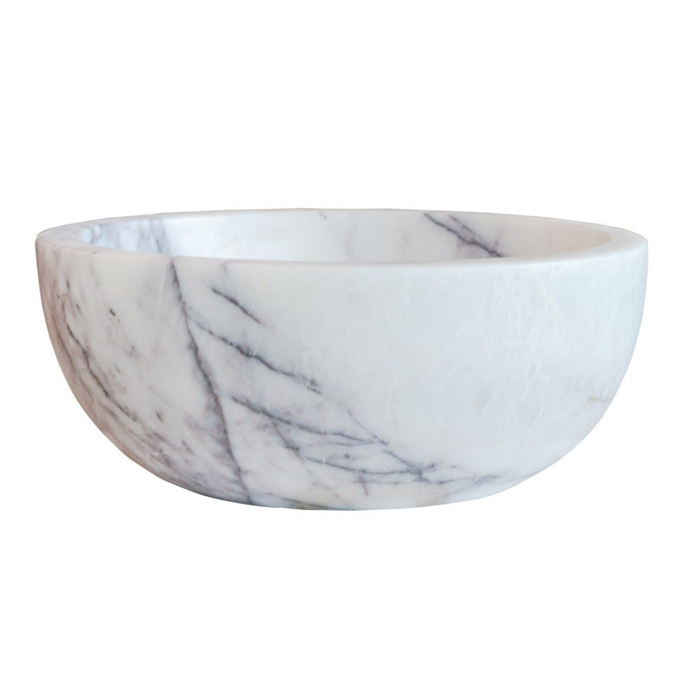 Natural Stone New York White Marble Round Vessel Sink Polished (D)12" (H)5"