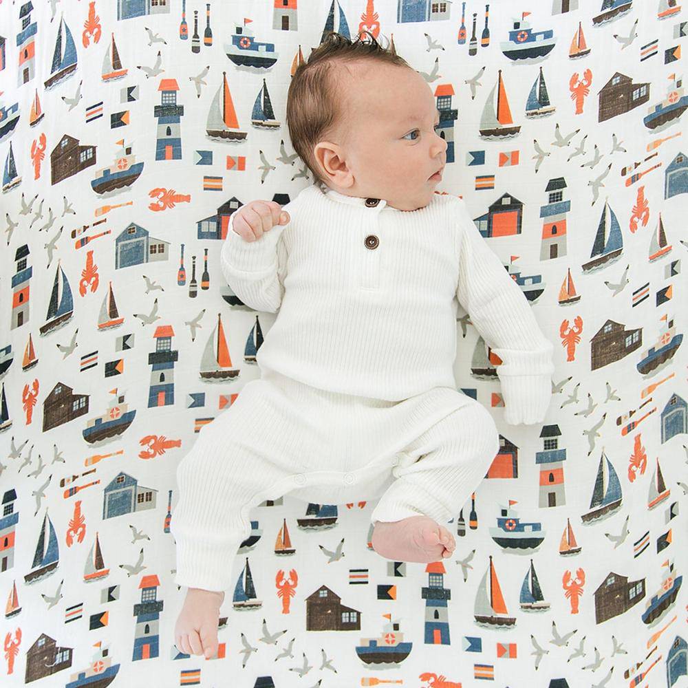 Nautical Oh So Soft Muslin Crib Sheet