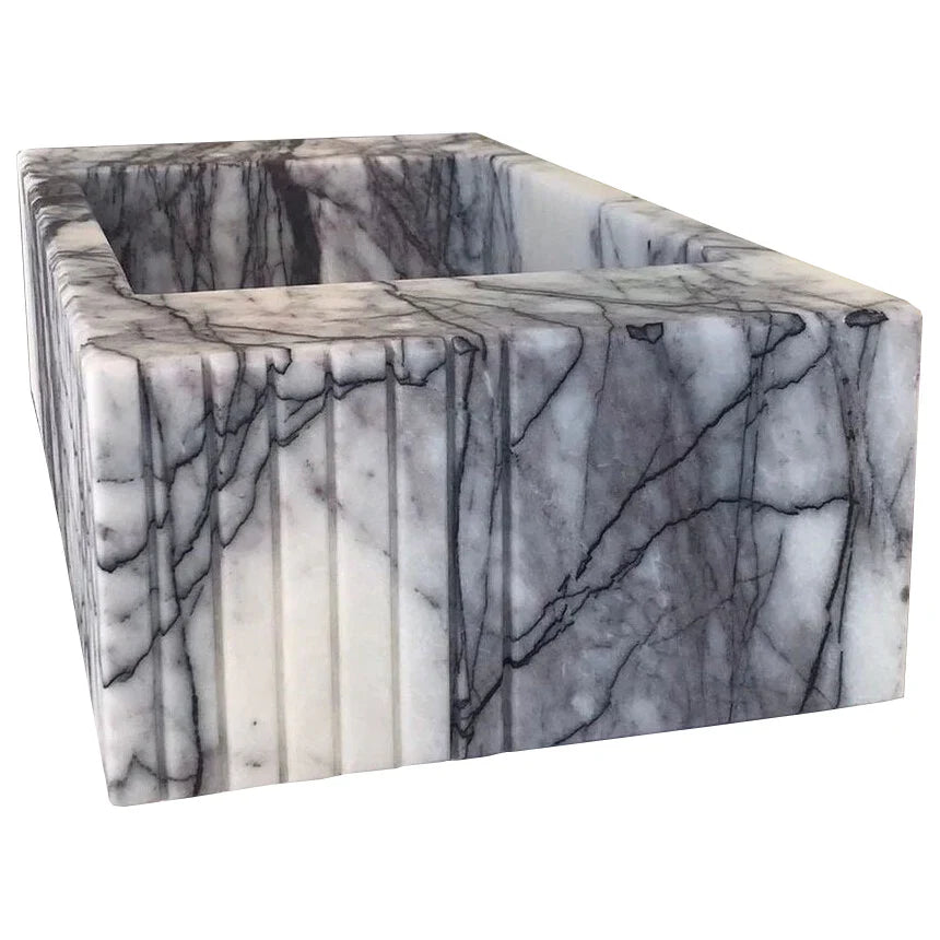 New York Marble Wall-mount Bathroom Sink Fluted Front (W)12" (L)20" (H)5"