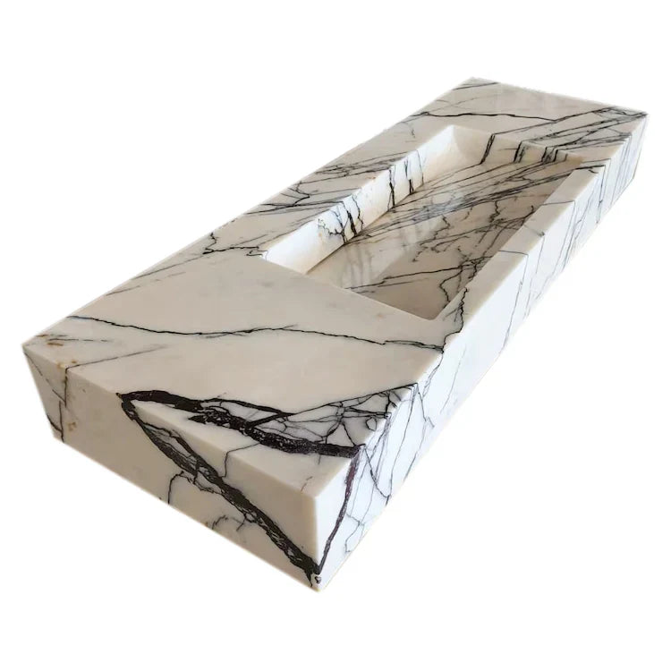 New York Marble Wall-mount Bathroom Sink Hidden Drain Polished (W)16" (L)43" (H)6"