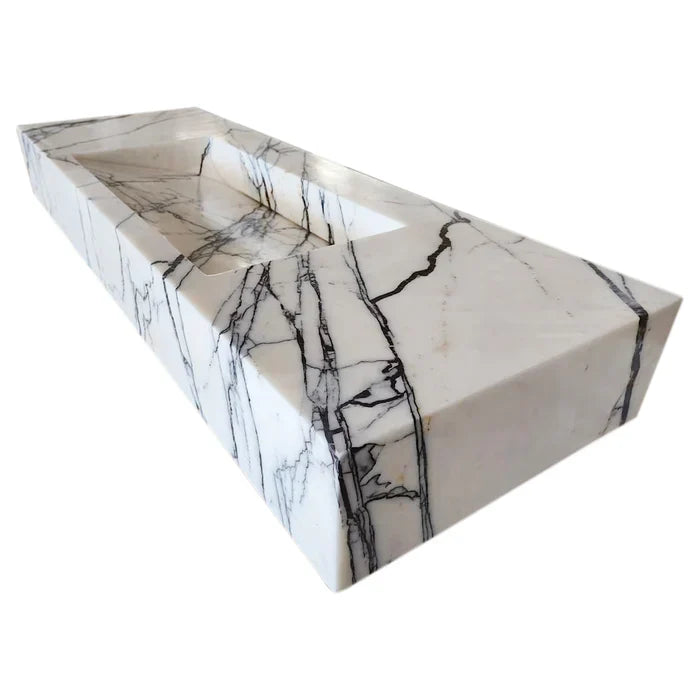 New York Marble Wall-mount Bathroom Sink Hidden Drain Polished (W)16" (L)43" (H)6"