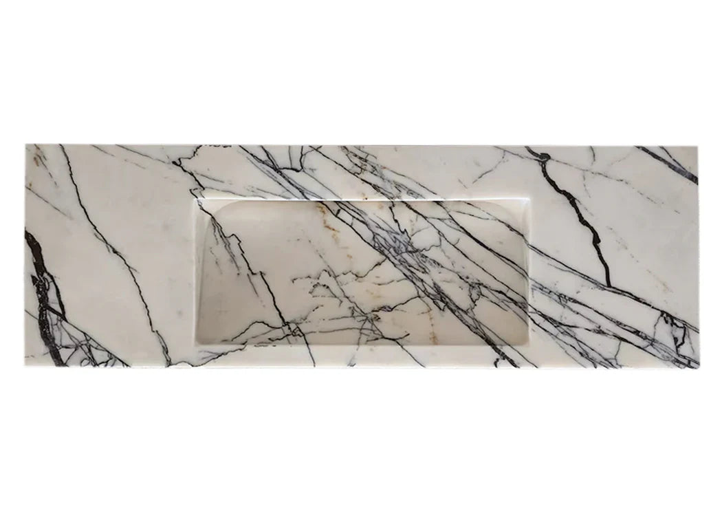 New York Marble Wall-mount Bathroom Sink Hidden Drain Polished (W)16" (L)43" (H)6"