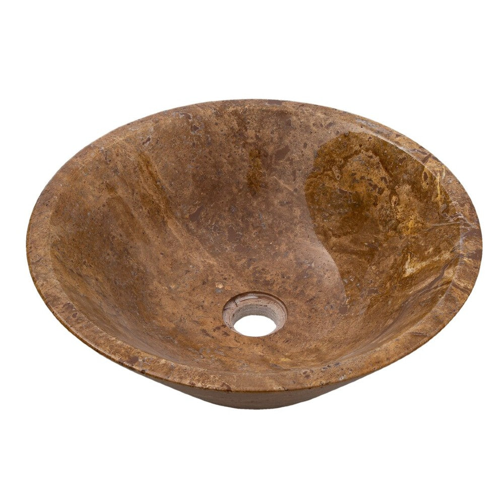 Noce Brown Travertine V-Shape Tapered Sink Polished (D)16" (H)6"