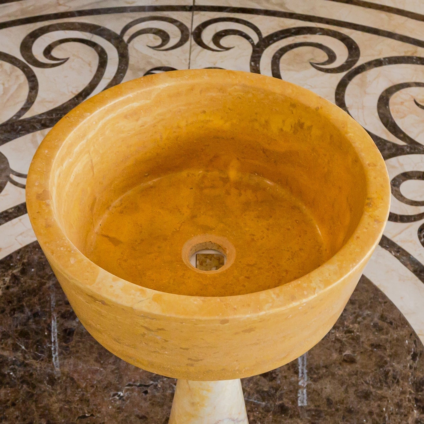 Oasis Gold Travertine Natural Stone Vessel Sink (D)16" (H)6"