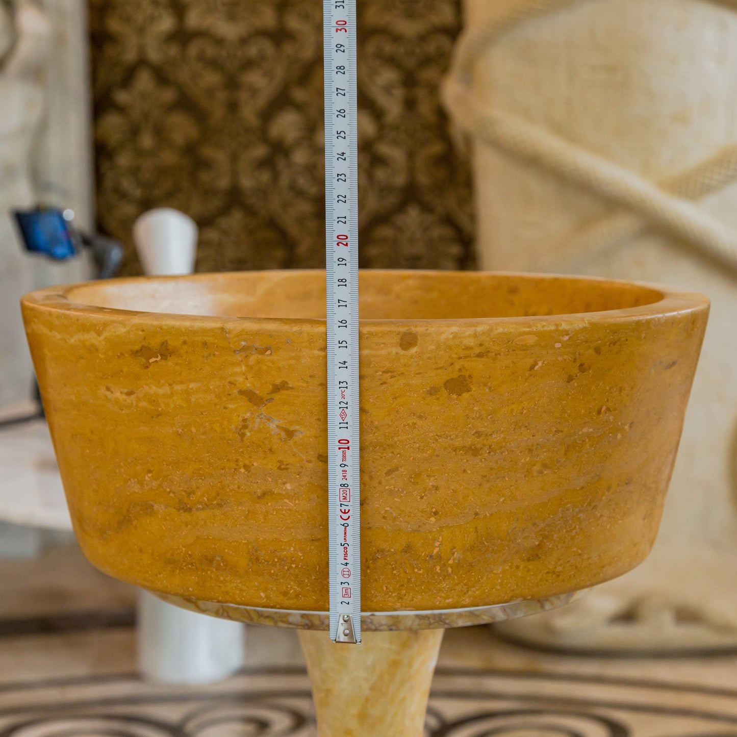 Oasis Gold Travertine Natural Stone Vessel Sink (D)16" (H)6"