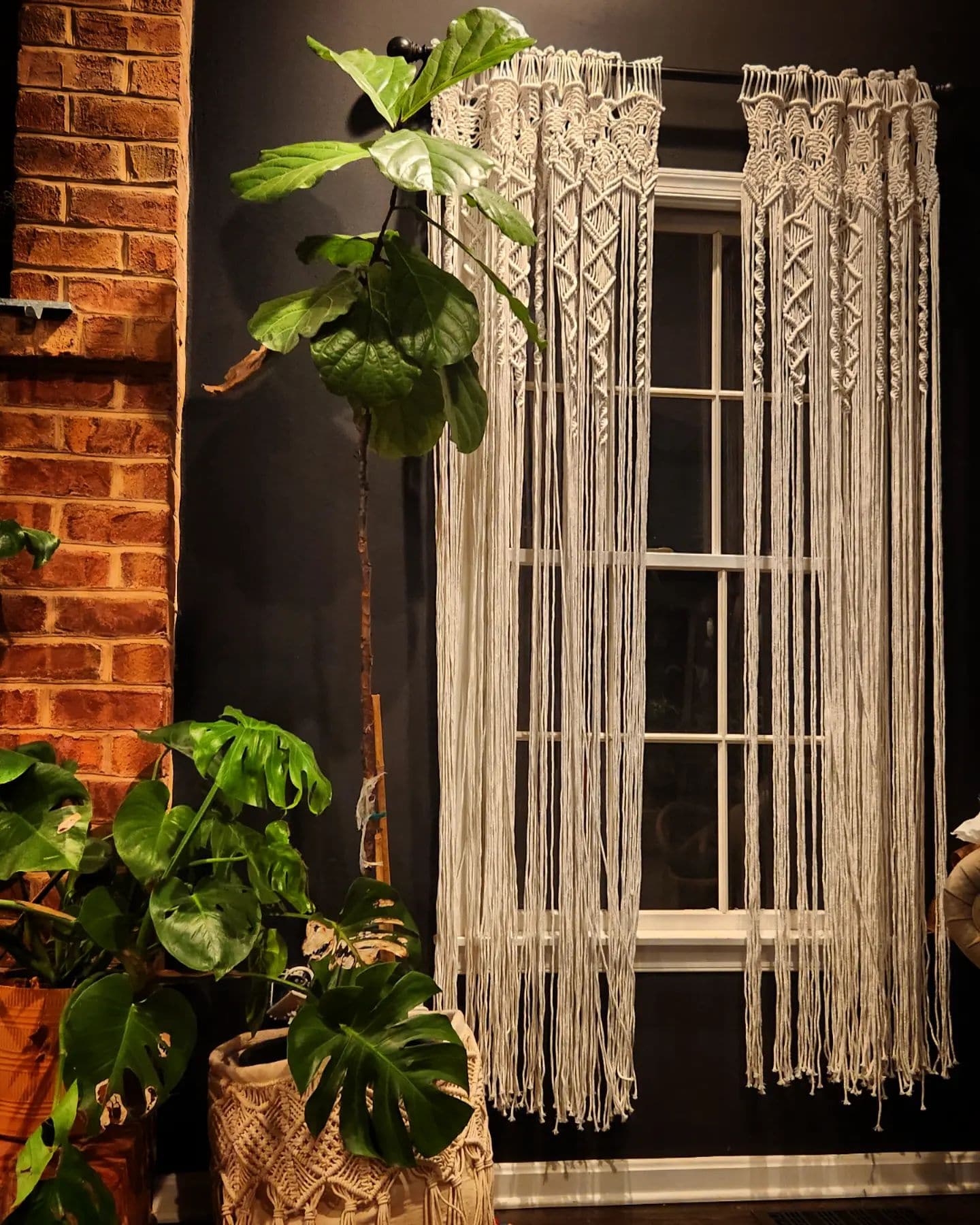 Boho Macrame Textured Cotton Window Curtain