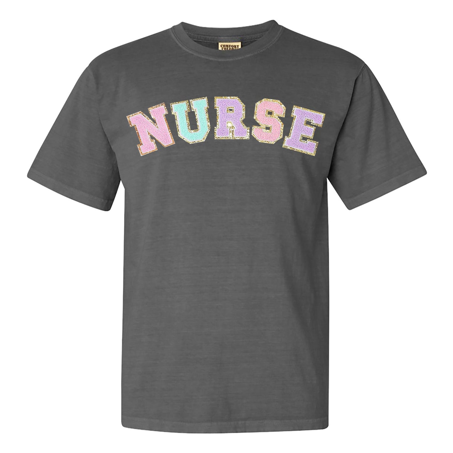 Nurse Colorful Letter Patch Comfort Colors T-Shirt