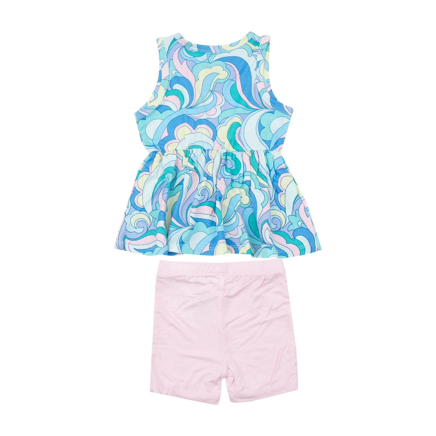 Peplum Tank Top And Biker Short - Swirls