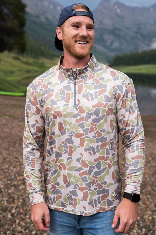 Burlebo Adult Performance Quarter Zip - Driftwood Camo