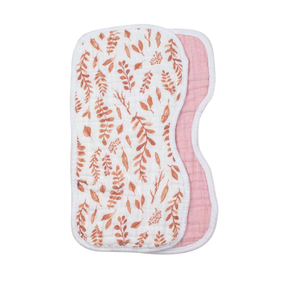 Pink Leaves + Cotton Candy Muslin Burp Cloths