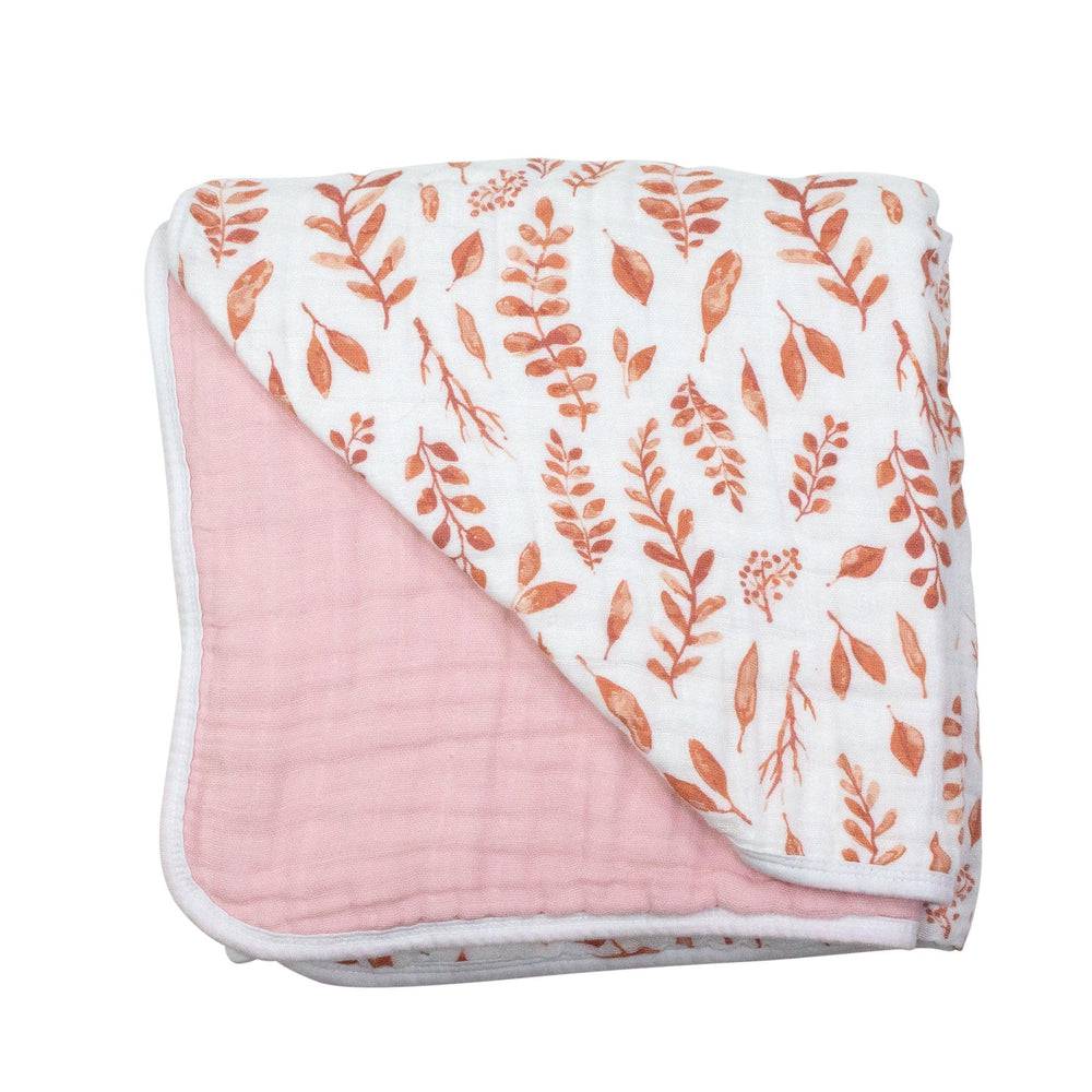 Pink Leaves + Cotton Candy Premium Cotton Snuggle Blanket