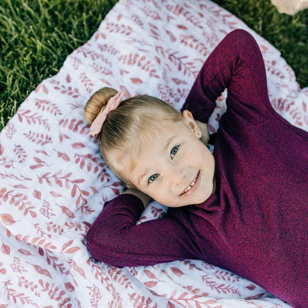 Pink Leaves + Cotton Candy Classic Muslin Super Snuggle Blanket