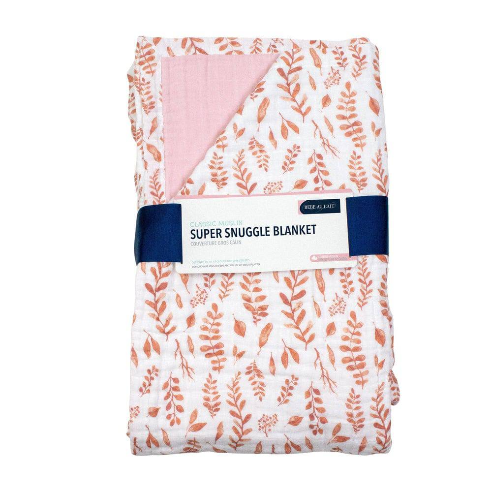 Pink Leaves + Cotton Candy Classic Muslin Super Snuggle Blanket