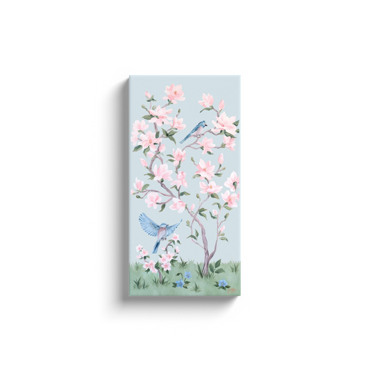 May, a blue chinoiserie canvas wrap