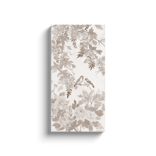 Amelia, a taupe chinoiserie canvas wrap print