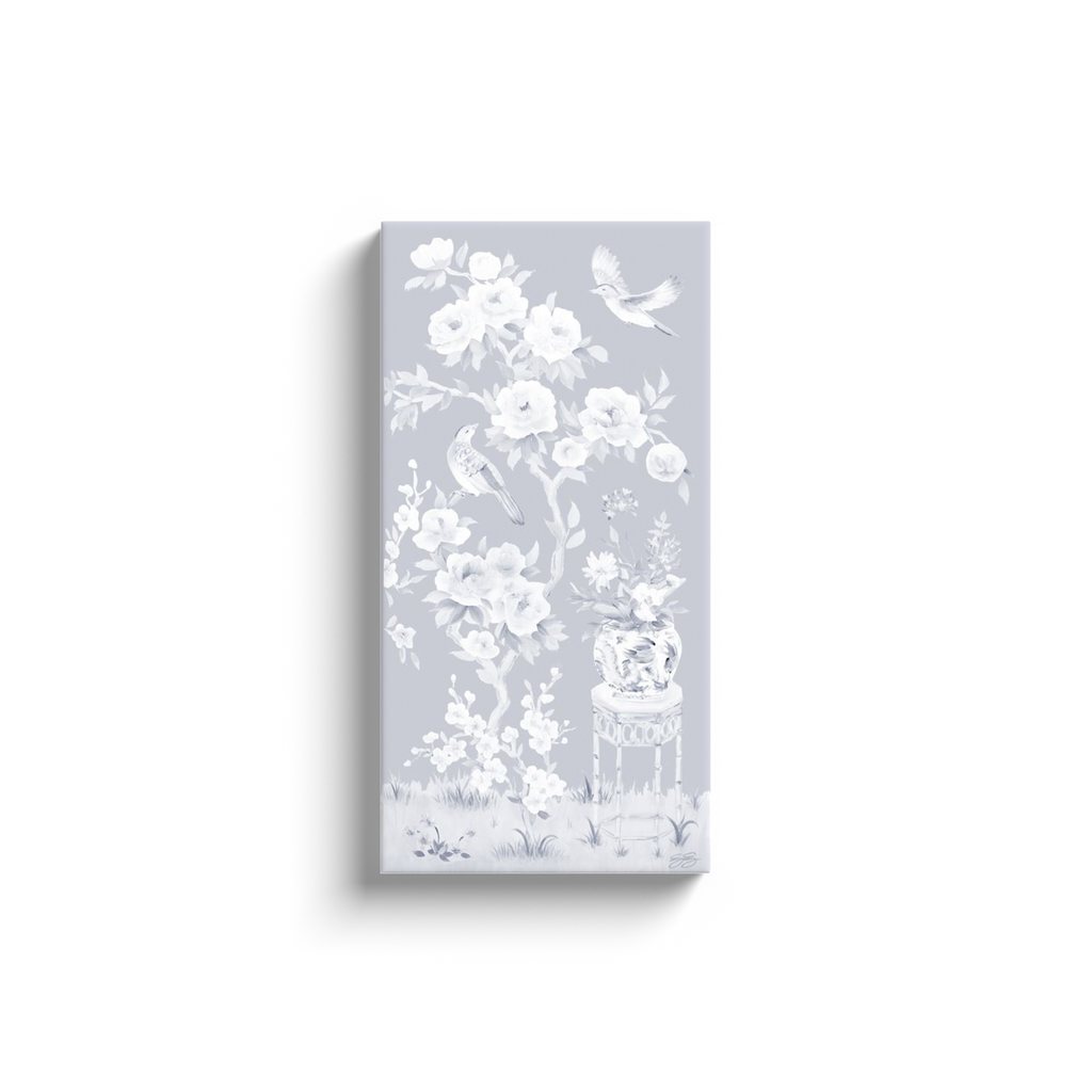 June, a tonal blue chinoiserie canvas wrap