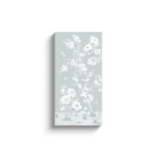 April, A Tonal Green Chinoiserie Canvas Wrap