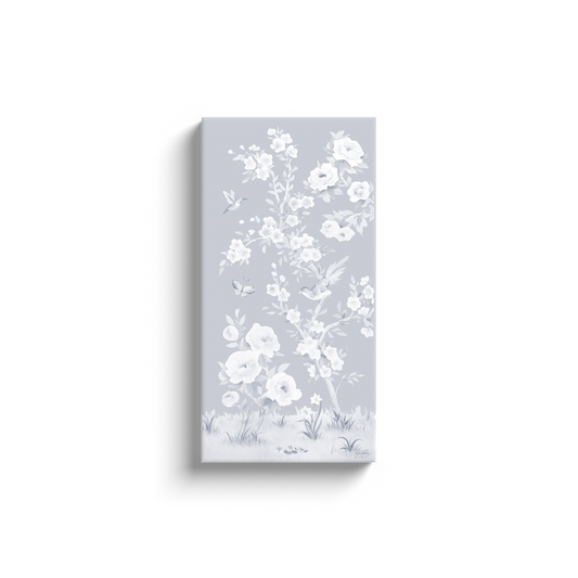 April, a tonal blue chinoiserie canvas wrap