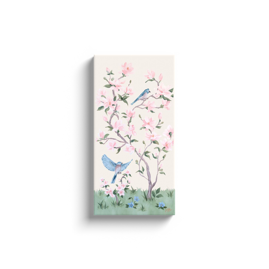 May, an ivory chinoiserie canvas wrap