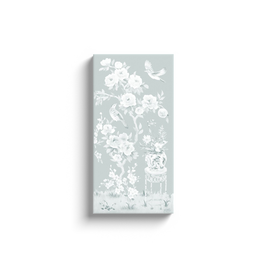 June, a tonal green chinoiserie canvas wrap