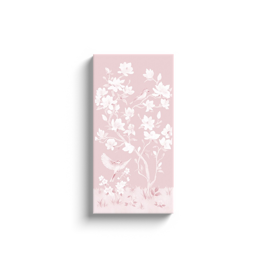 May, a tonal pink chinoiserie canvas wrap