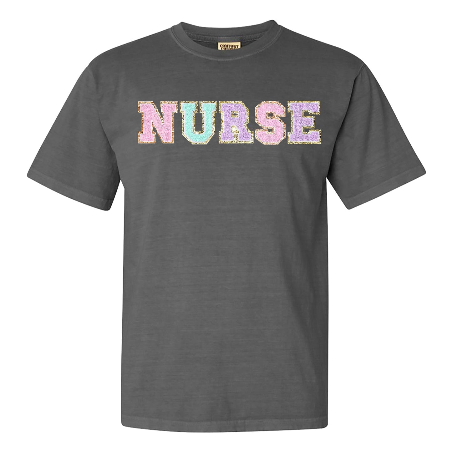 Nurse Colorful Letter Patch Comfort Colors T-Shirt