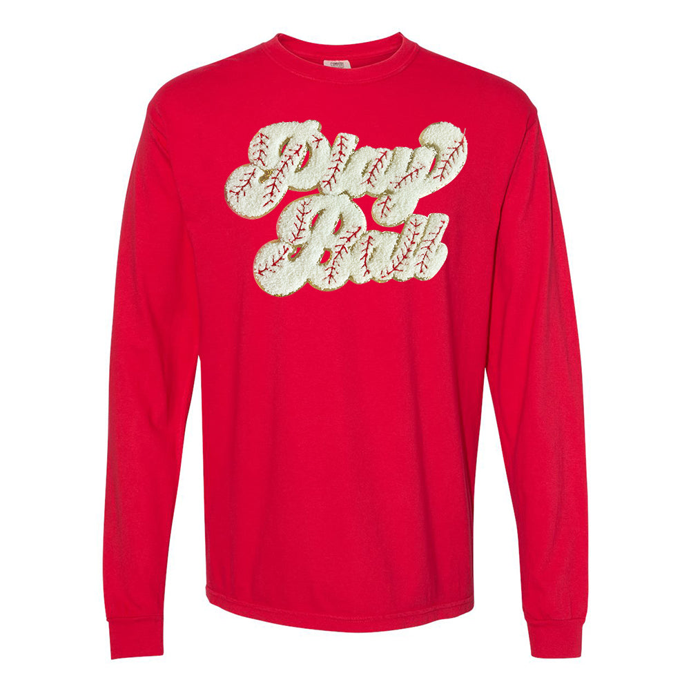 Play Ball Letter Patch Long Sleeve T-Shirt