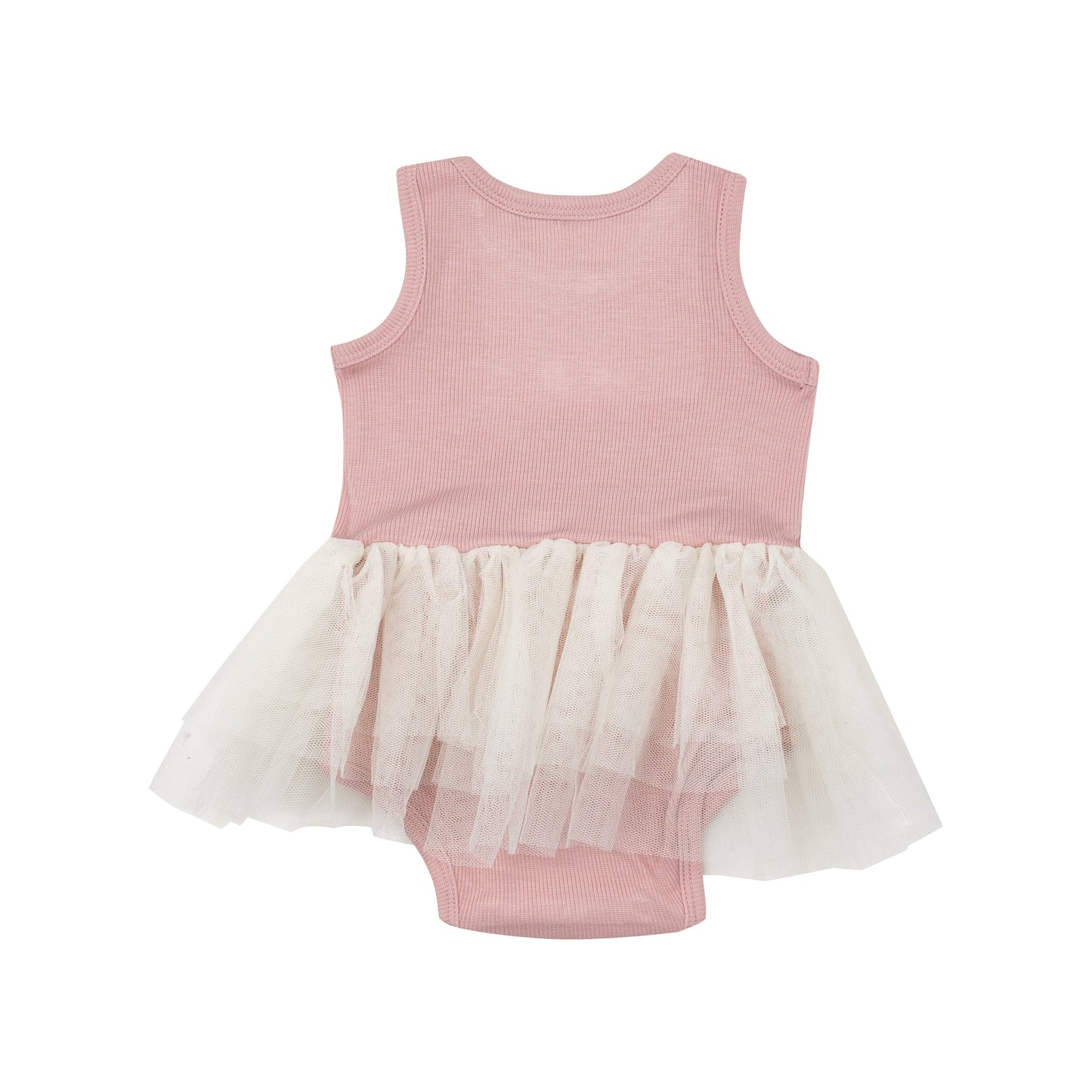 Rib Tutu Bodysuit - Silver Pink Solid Rib