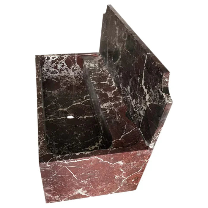 Rosso Levanto Marble Wall-mount Bathroom Sink with 11" Backsplash (W)16" (L)30" (H)12"