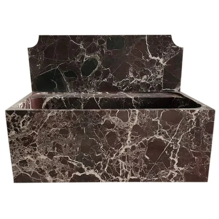 Rosso Levanto Marble Wall-mount Bathroom Sink with 11" Backsplash (W)16" (L)30" (H)12"