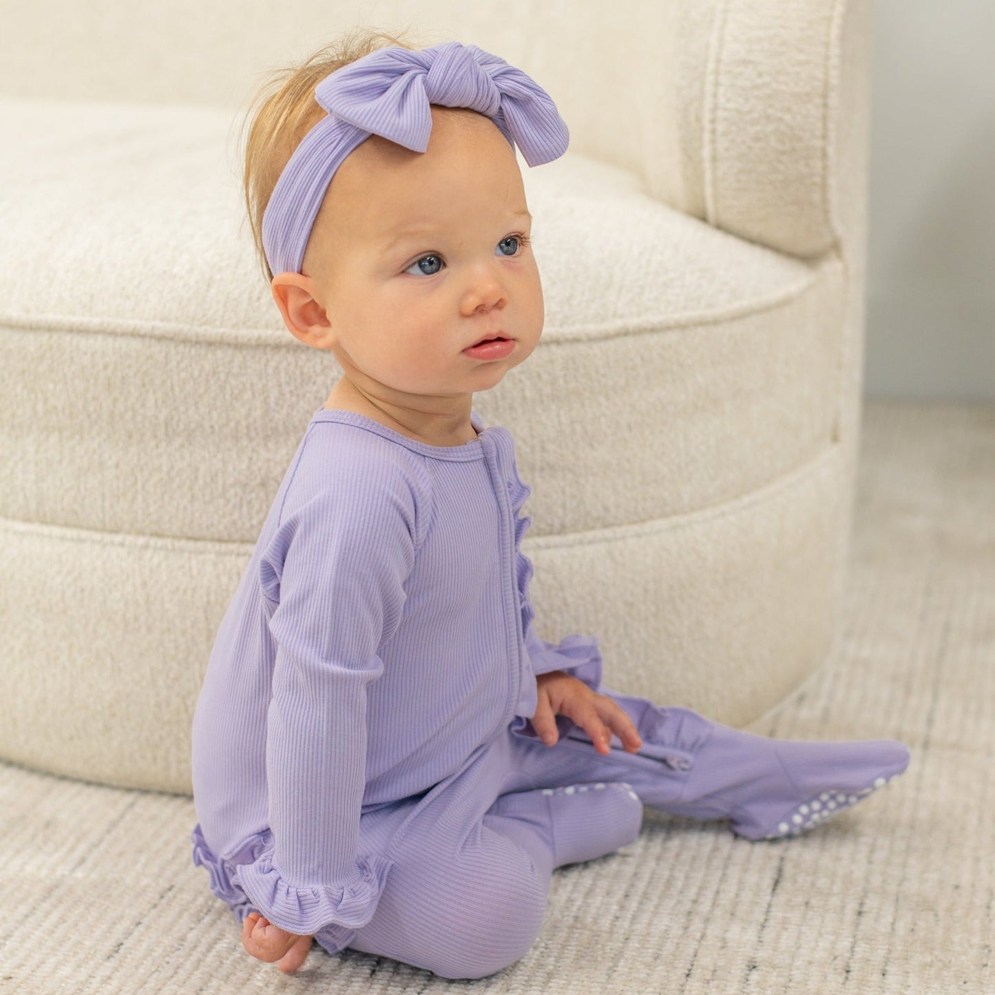 Ruffle Footie Orchid Petal Rib