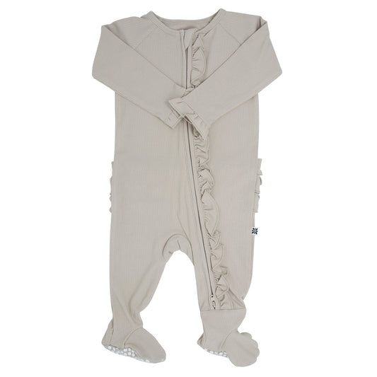 Ruffle Footie Oatmeal Rib