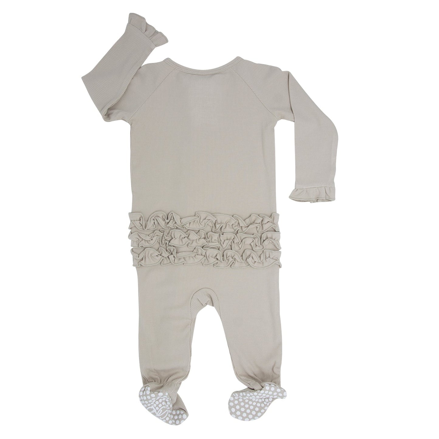 Ruffle Footie Oatmeal Rib