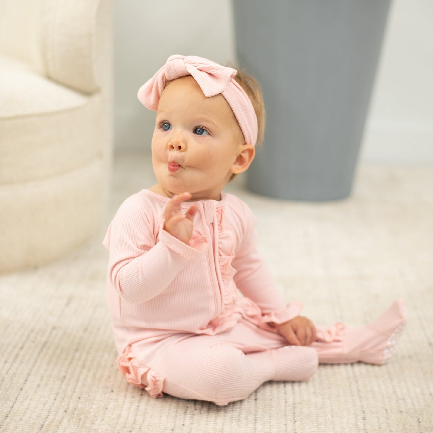 Baby Pink Ruffle Footie