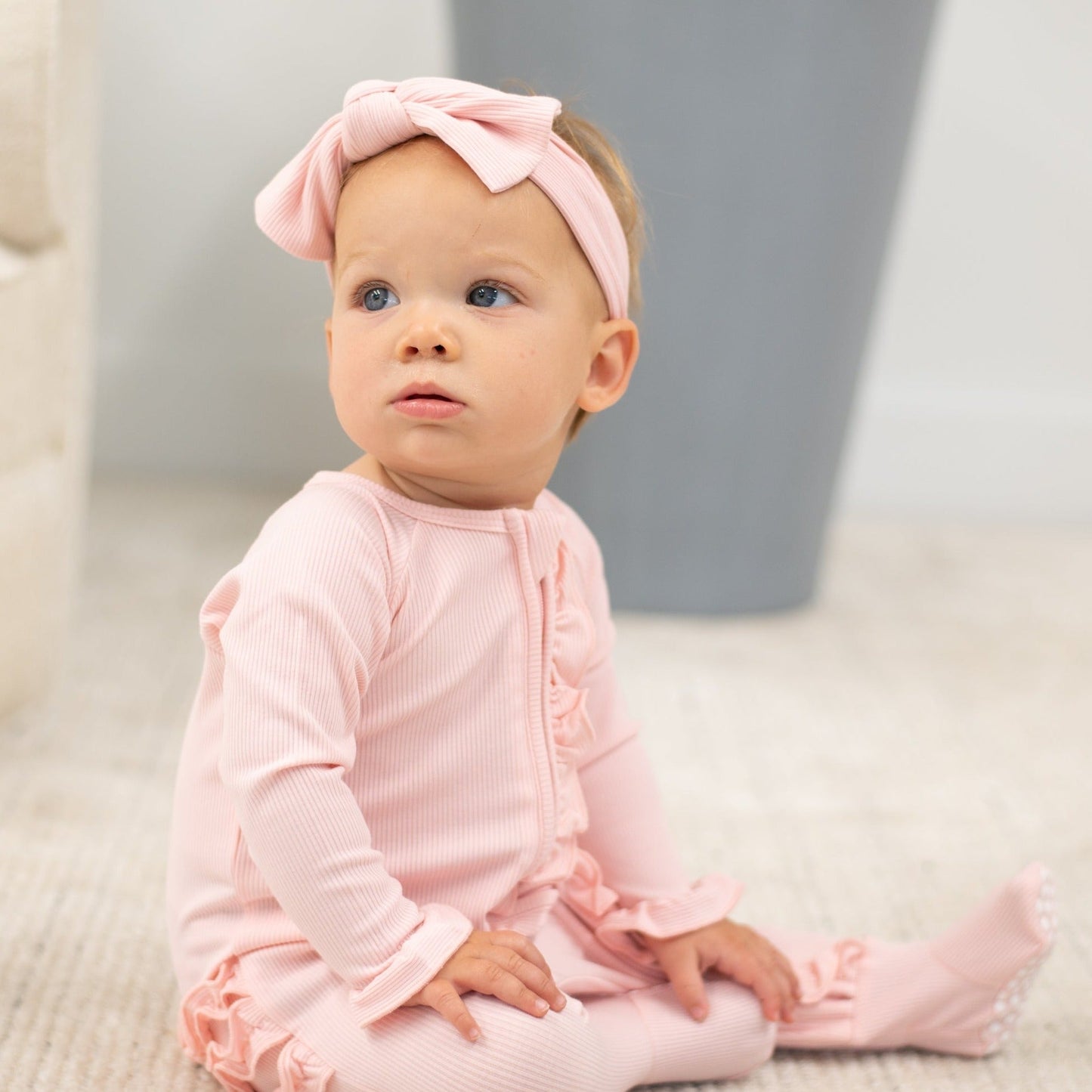 Baby Pink Ruffle Footie