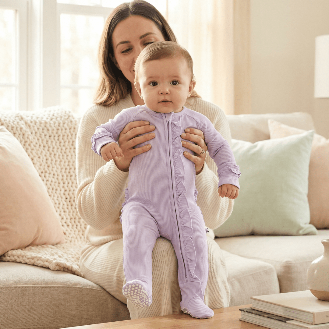 Ruffle Footie Orchid Petal Rib