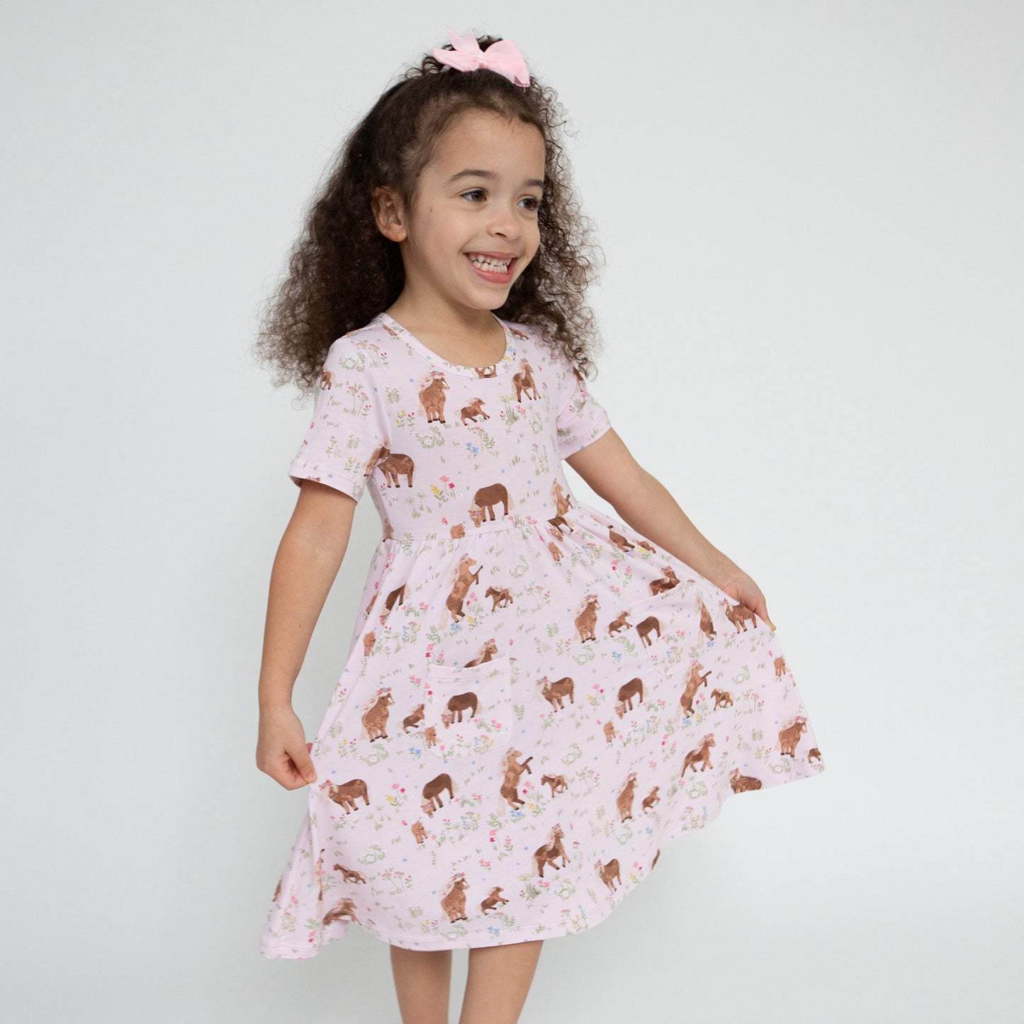 S/S Twirly Dress - Watercolor Ponies