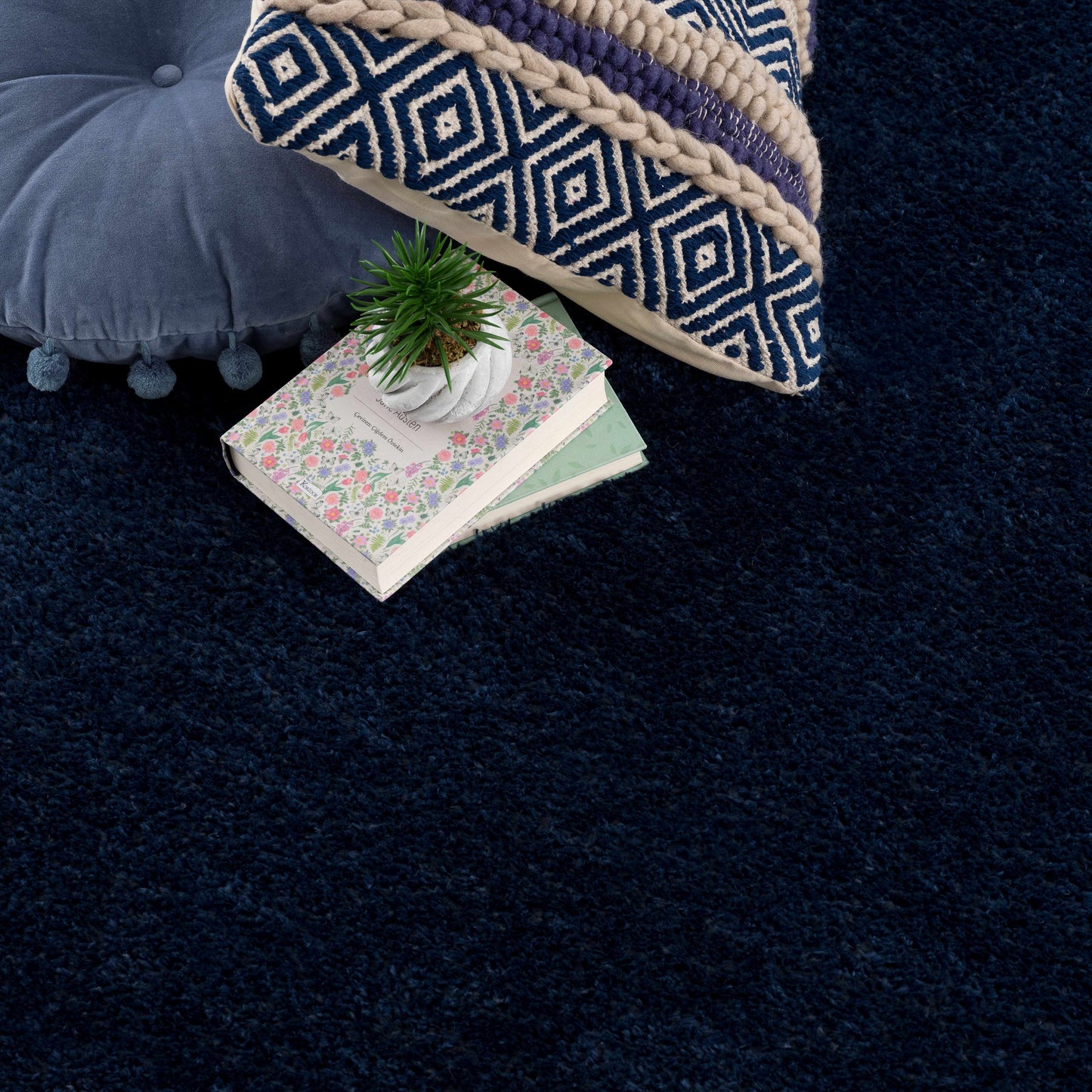 Heavenly Solid Navy Plush Rug - Clearance