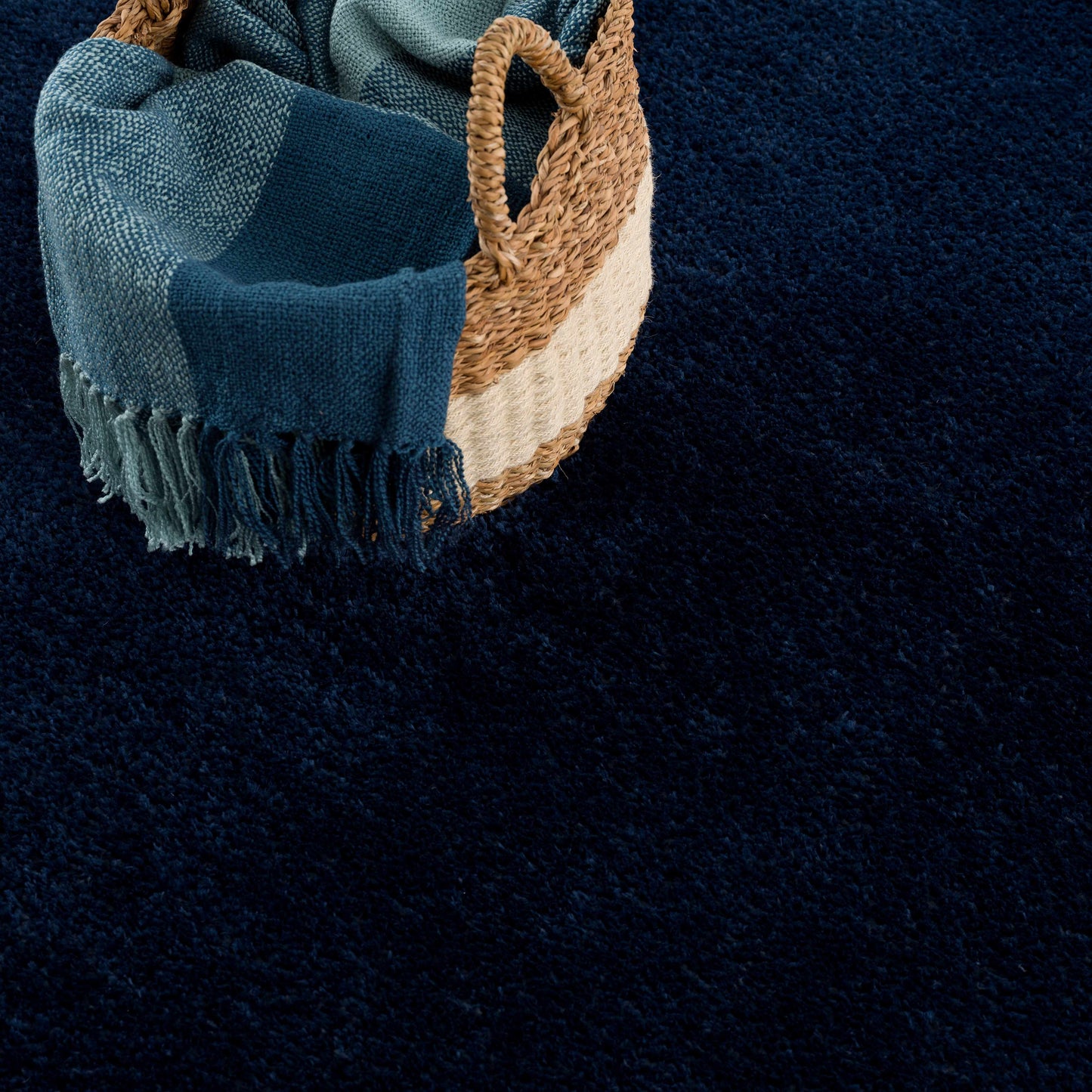 Heavenly Solid Navy Plush Rug - Clearance