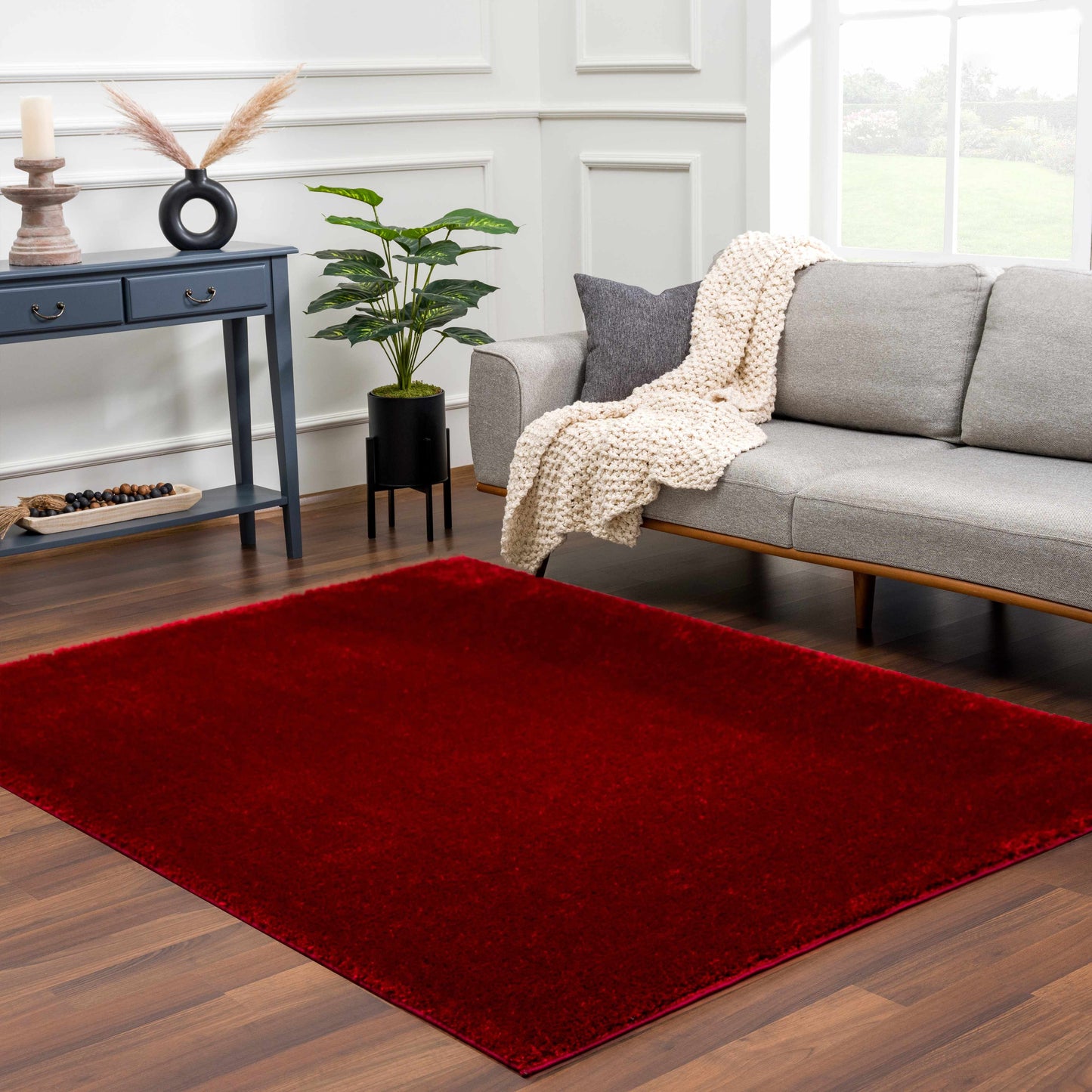 Heavenly Solid Red Plush Rug - Clearance