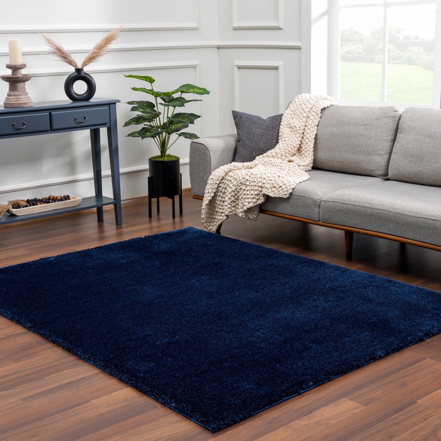 Heavenly Solid Navy Plush Rug - Clearance