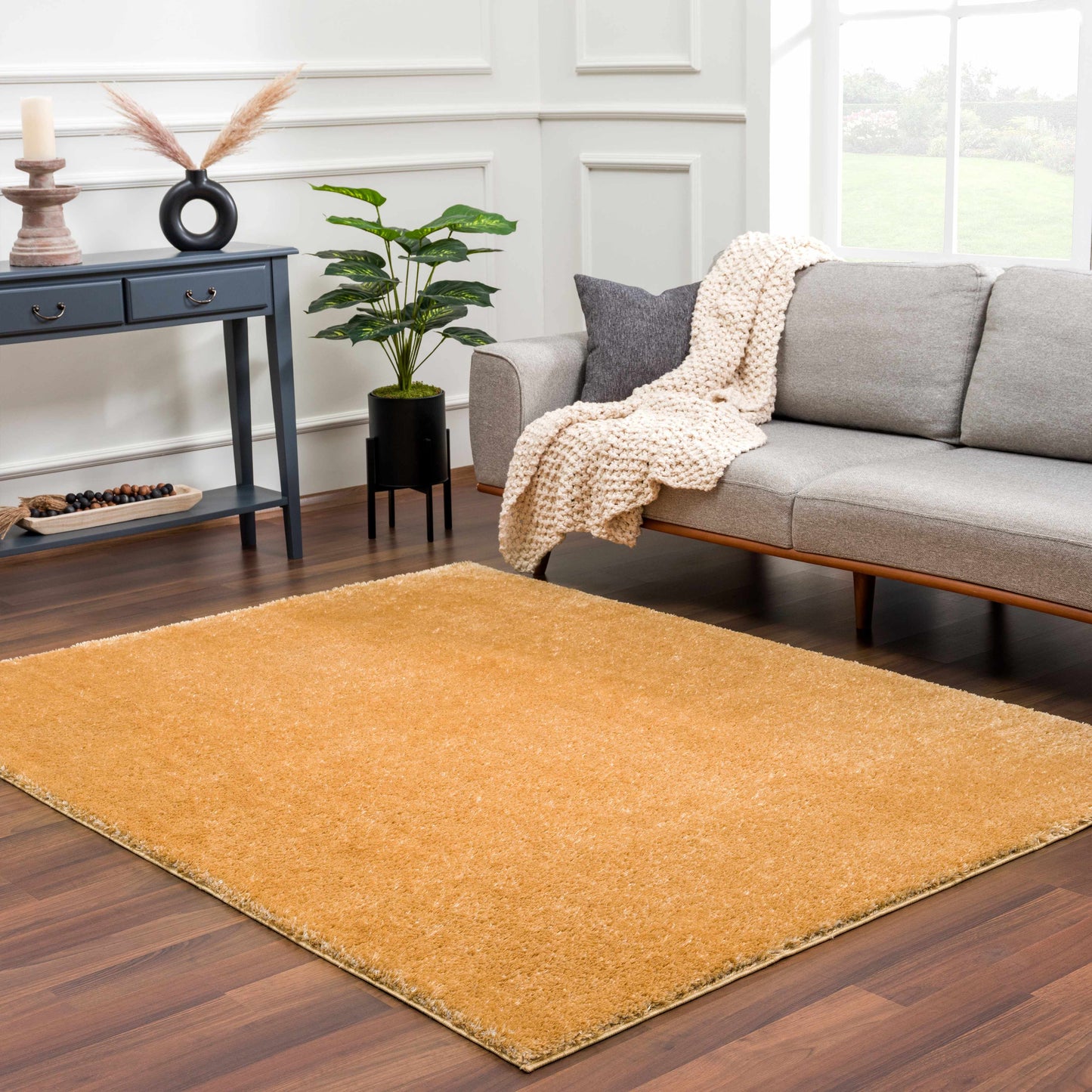 Heavenly Solid Mustard Plush Rug - Clearance