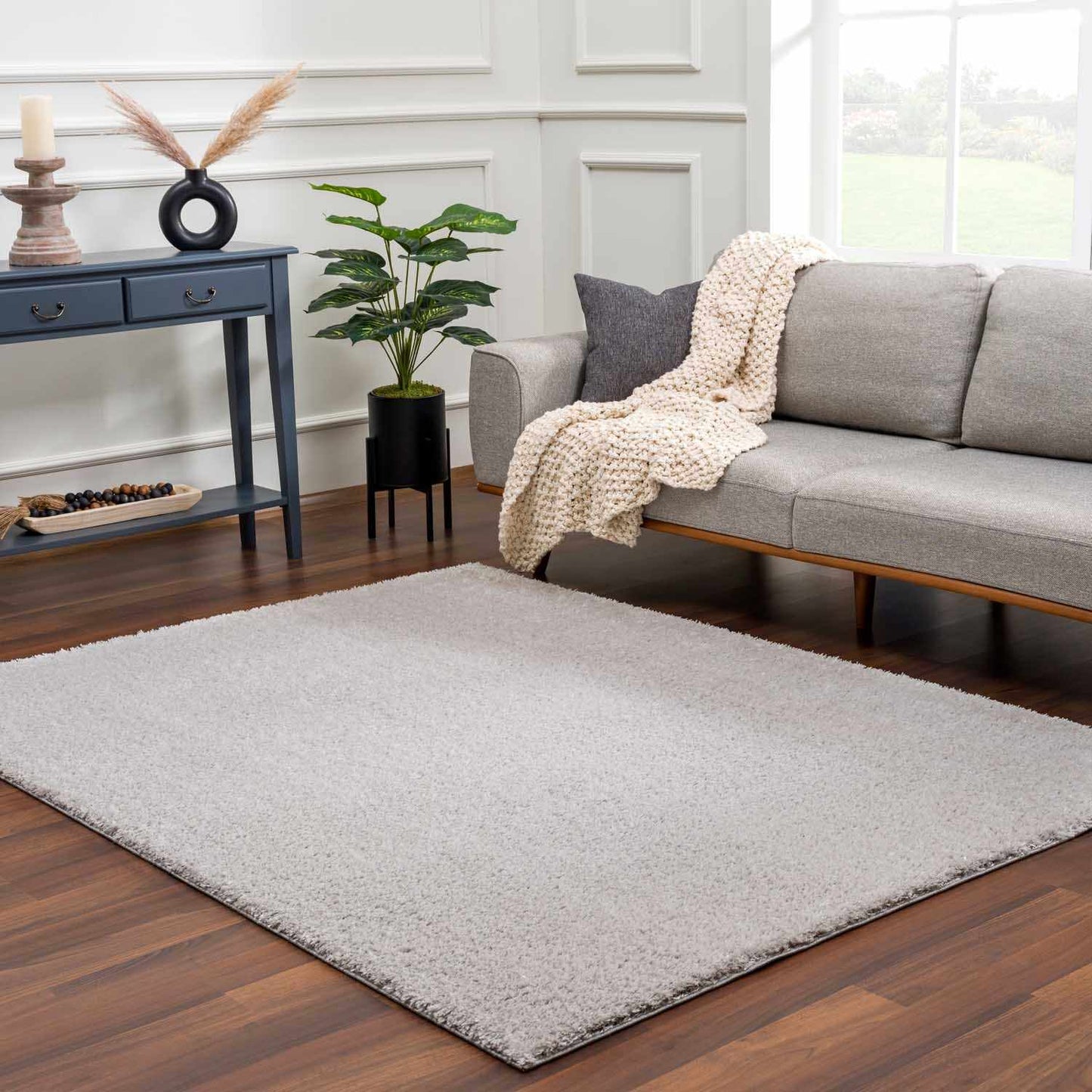 Heavenly Solid Light Gray Plush Rug - Clearance