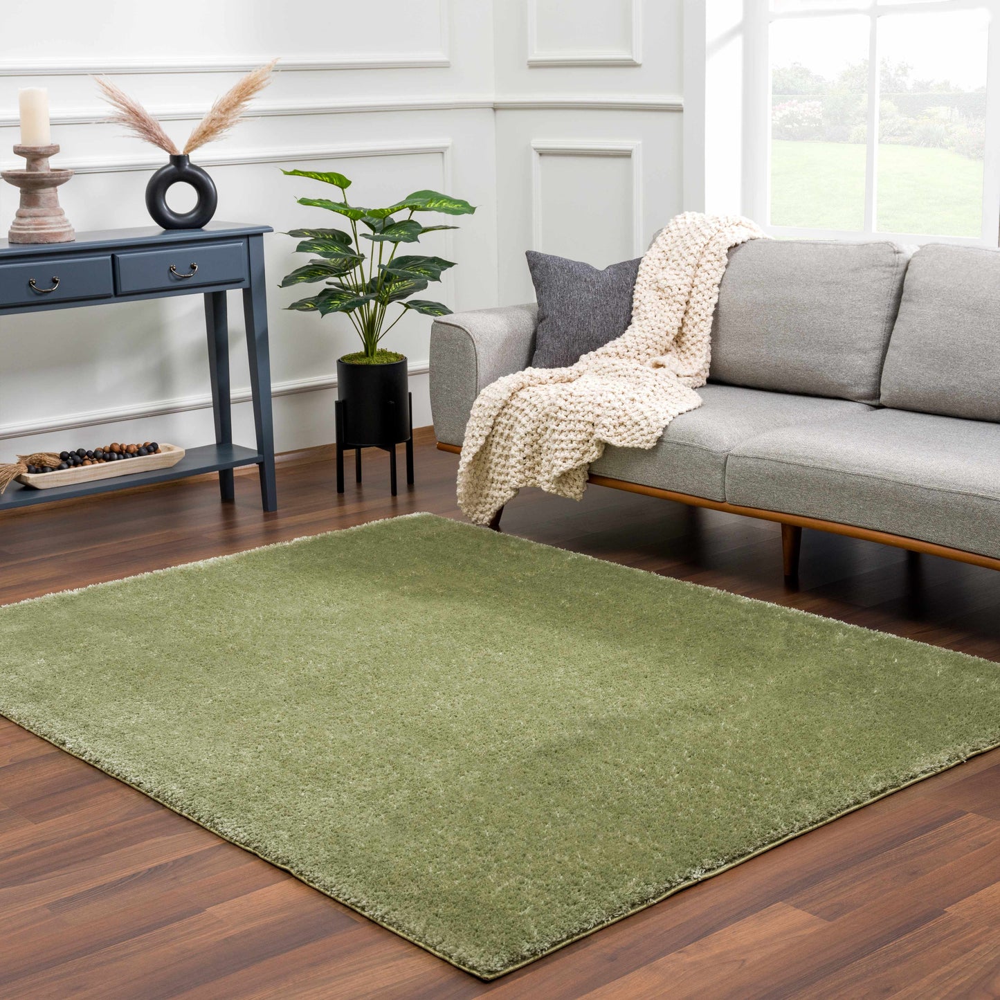 Heavenly Solid Green Plush Rug - Clearance