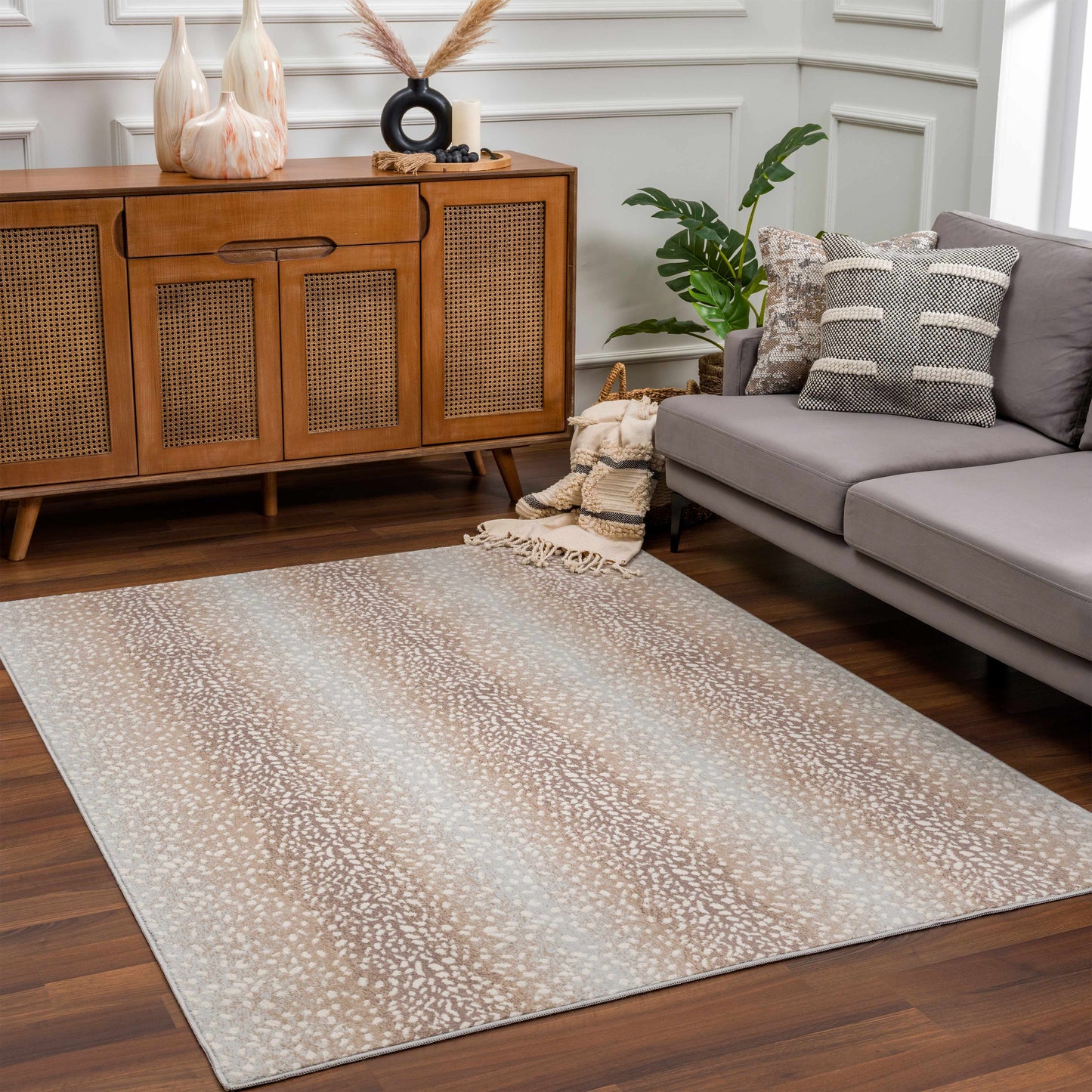 Pointblank Tan Leopard Print Rug